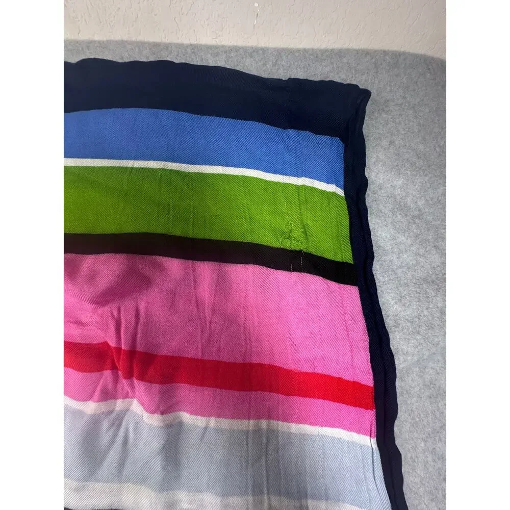 Kate Spade New York Flag Stripe Oblong Scarf Wrap Gold Foil Logo